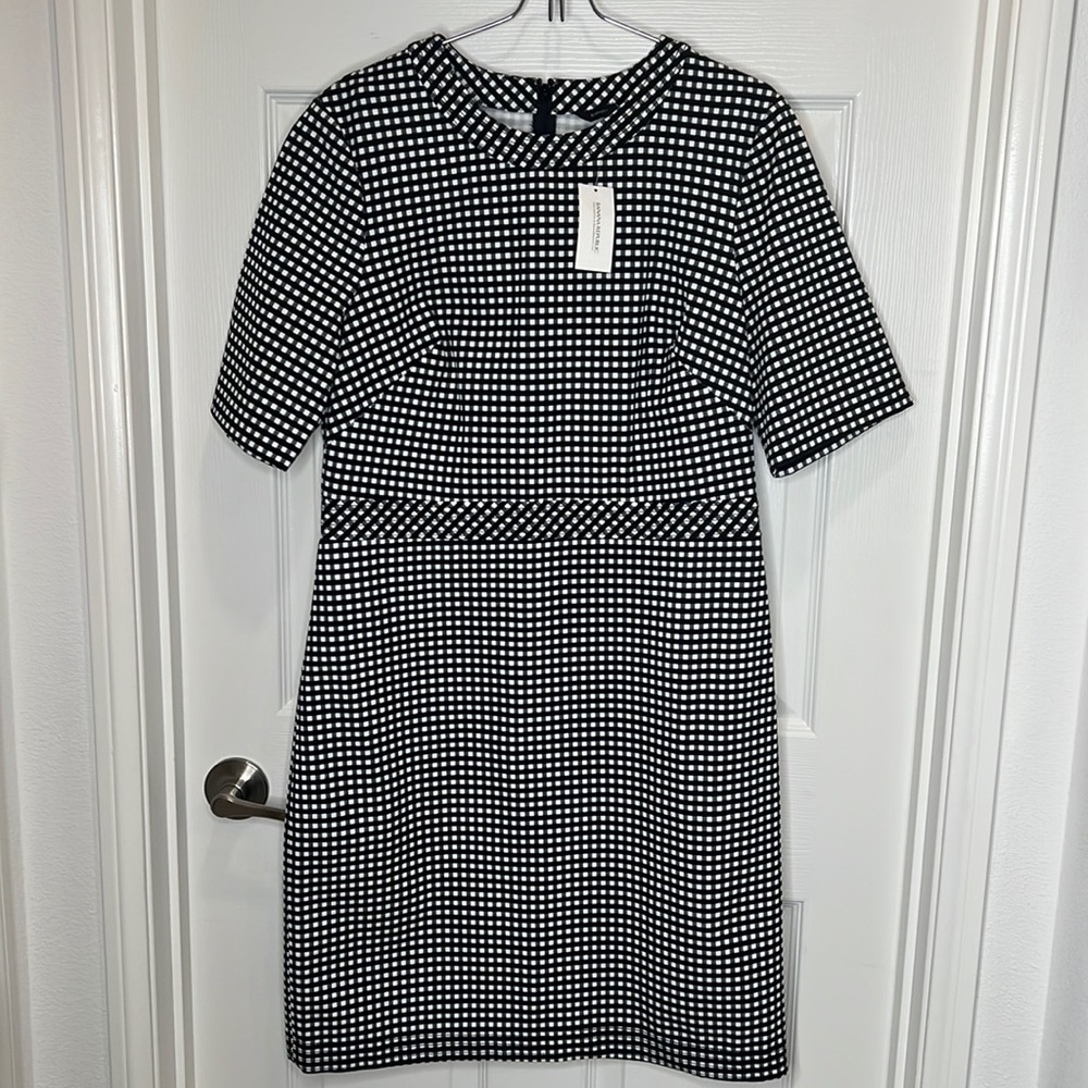 Banana Republic Gingham Sheath Dress Size 14 NWT -Career Structured